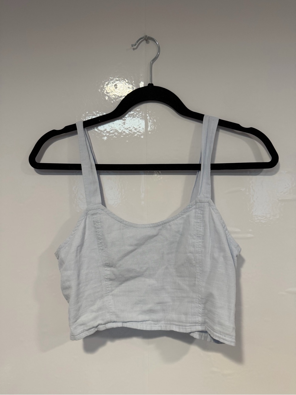 Aerie Blue Button Back‎ Cropped Tank Top - Classic Strappy Crop